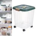 Rice Storage Bin, Dry Food Container Measuring Cup, Rice Storage Container, Food Holder Bin with Caster for Cupboard, Cabinet Kitchen Grain Nuts. 
