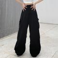 Y2K Women Streetwear Cargo Pants Casual Baggy Wide Leg Straight with Big Pockets Jogging Trousers Vintage Female Sweatpants. 