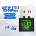 WiFi 6 AX900 900Mbps USB Adapter 2 in 1 Bluetooth 5.3 Wifi6 2.4G 5Ghz USB Dongle Receiver Free Driver For Win 10/11. 