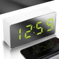 Digital Alarm Clock Mirror LED Night Lights Thermometer Wall Clock Lamp Square Rectangle Multi-function Desk Clocks LED display.