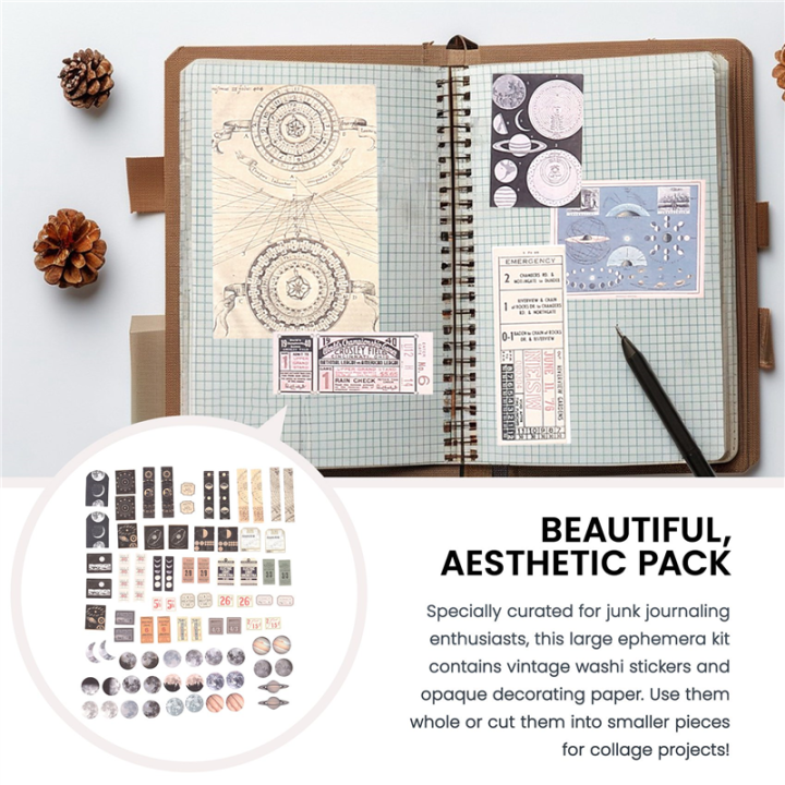 Vintage Scrapbook Supplies Pack (200 Pcs) for Art Journaling Junk ...