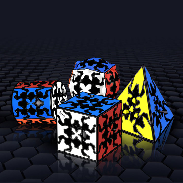 【Yurui】GC Qiyi Gear 3x3 Cube Profeional Pyramid Cylinder Puzzle Cube For Children Birthday Gift