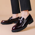 Mens Thick Platform Formal Shoes Round Toe Slip On Genuine Leather Casual Shoes Casual Party Men Shoes Large Size 38-46 KEEMEEUYZO.