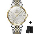 POEDAGAR Luxury Men's Business Watch Ultra Thin Waterproof Stainless Steel Wristwatch. 