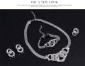 Trendy 4Pcs/set Luxury Jewelry Sets Link Chain Geometric Circle Metal Necklace Bracelet Earrings Ring Jewelry for Girls for Wedding.