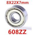10 pcs. Ball bearings miniature deep groove ball bearings 608 ZZ 8 x 22 x 7mm Bearing Steel. 