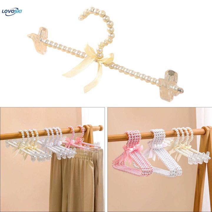 Elegant Clothes Dress Pants Hanger Beaded Clothing Hanger Closet Hanger Pearl Bowknot Clothes for Bride Baby Children