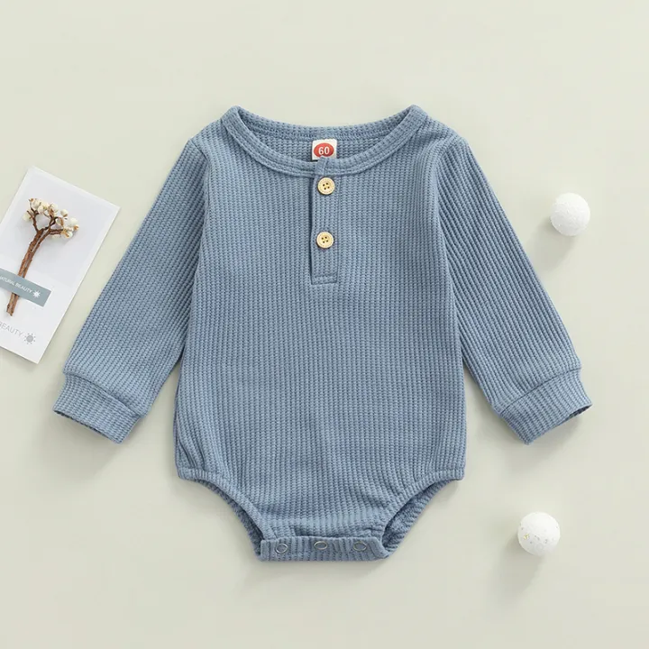 Baby%E2%80%99s%20Casual%20Long%20Sleeve%20Romper%20Fashion%20Solid%20Color%20Button%20Round%20Neck%20Triangle%20Jumpsuits%20-%20Image%203