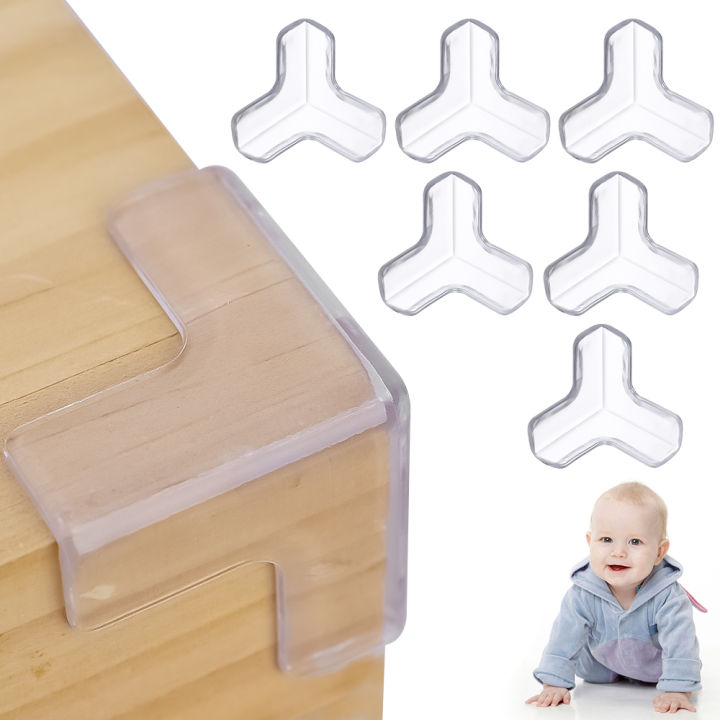 4Pcs Baby Bump-proof Table Corner Transparent Protective Cover T-shaped Transparent Anti-collision Sticker for Children Table Corner