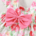 Summer New Baby Girl Dress Bubble Sleeves Square Neck Bow Summer Birthday Party Dress Sweet Princess Dress (0-3 Year Old Girl). 