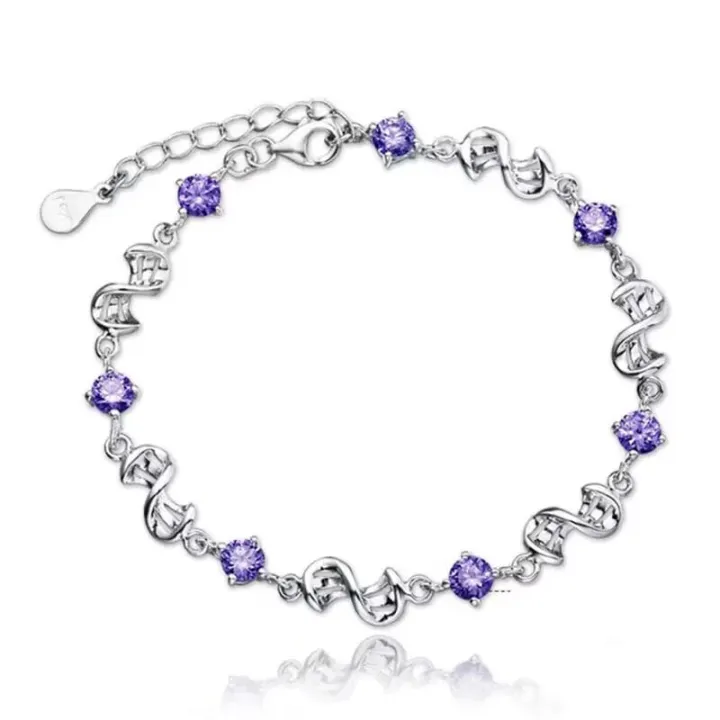 korean%20fashion%20925%20Sterling%20Silver%20noble%20White%20Purple%20crystal%20Bracelet%20for%20women%20wedding%20Jewelry%20Accessories%2017CM+4CM%20-%20Image%202