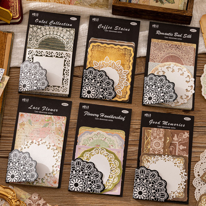 RHS Online 30PCS Lace Showroom Series Retro Material Paper DIY Album ...