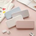 Square Multifunctional Solid Color Multi-grid Stationery Pencil Case Student Large-Capacity Pencil Storage Box.