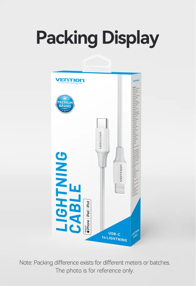 Vention-MFi Certified Charging Cable, PD USB C to Lightning Cable