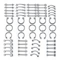 60Pcs Kit 16/14G Jewelry Tongue Tragus Ear Eyebrow Lip Nose - 8mm.