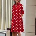 Women Simple Shirt Dress Summer Vintage Elegant Solid Pocket Long Sleeves Midi Dresses Female Turn-down Collar Dresses Vestidos. 