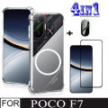 4In1 Xiaomi POCO F7 Case Magnetic Sticker Shockproof Phone Case for POCOF7 Tempered Glass Screen Protector Privacy Anti-Spy Film.