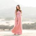 Maternity Dress Pregnancy Photography Props Dusty Pink Long Chiffon Dress Elegant Pregnant Women Clothes Lace Dresses. 