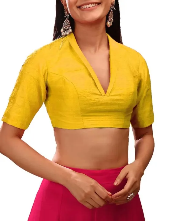 Versatile%20-Ladies%20Saree%20Blouse%20Dupion%20Silk%20Blouse%20Ready%20to%20Wear%20Indian%20Stitched%20Sari%20Blouse%20Ethnic%20Tunic%20Choli%20V-%20Neck-%20Avant-garde%20-%20Image%202