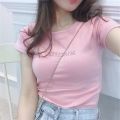Letter embroidered top 2024 Summer New Slim Bottoming Women's Clothing Korean Style Short Sleeve Fashion T Loose T-shirt.