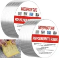 Big Size Leakage Repair Waterproof Tape for Pipe Leakage Roof Water Leakage Solution Aluminium Foil Adhesive Tape Sealing Butyl Rubber Tape (10 Meter ).