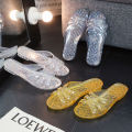 Women's wild slippers indoor bathing at home, non-slip and anti-odor jelly, transparent plastic crystal sandals, beach beach summer.