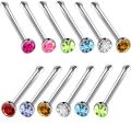 Stainless Steel Nose Pin (5 Pcs White 5 Pcs Colorful ) 10Pcs. 