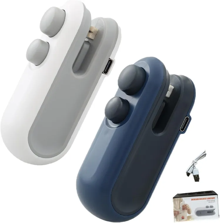 2IN1 Mini Sealing Machine USB Rechargable Heat Sealer Storage Bag Plastic Package Food Sealer Clip Bag Handheld Food Heat Sealer