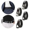 Auto-lock Buckle Belt Stylish Men's Faux Leather Belt with Automatic Buckle Scratch-resistant Track Belt Fashionable for Men.