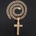 Punk Luxury Rhinestone Big Cross Pendant Cuban Necklace For Women Hip Hop Iced Out Cuban Link Chain Necklace Rapper Men Jewelry.