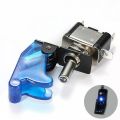 12V 20A Auto Car Boat Truck Illuminated LED Toggle Switch Control on/off with Safety Aircraft Flip up Cover Blue. 