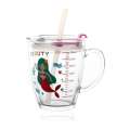 Household children's tempered milk scale water with seal handle glass cup straw cup. 