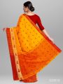 Yellow pata design saree multicolor for woman.