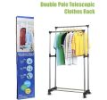 Double pole telescopic folding clothes rack with shelves ,clothes rack, double pole cloth rack, modern cloth rack,stainless steel cloth rack,cloth stand,Double Pole Telescopic Clothes Rail Mixer Mog. 