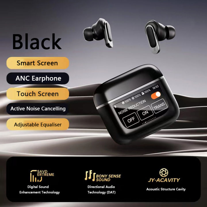 Wireless Earphones ANC Touch Screen TWS Noise Cancelling Earbuds BLUETOOTH 5.3 APP Small Sports Waterproof Earphones