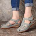 Women's Wedge Sandals Leather heels Slipper Anti Slip Plus Size Jelly Shoes Closed Toe Hook and Loop Sandal. 