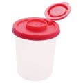 2 Large Salt and Pepper Shakers with Red Covers Lids Jar Dispenser.