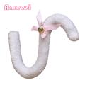Bendable Skeleton Tail Accessory Soft Plush Long Cat Tail Ribbon Bowknot Bell Cosplay Accessory for Women Girls Bendable Shape Imitation Tail for Dress Skirt Leggings Jeans Dance Celebrations Super. 