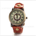 Cross Trade Cowhide Strap Vintage Copper Case Men's Watch Roman numeral scale quartz watch wholesale.