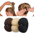 RONSHIN Women Nylon Hair Ring With Buckle Solid Color Long Strip Shape Donut Bun Hair Accessories. 