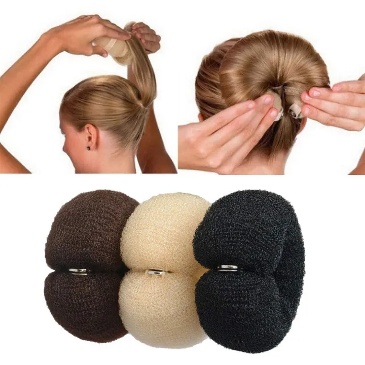 RONSHIN%20Women%20Nylon%20Hair%20Ring%20With%20Buckle%20Solid%20Color%20Long%20Strip%20Shape%20Donut%20Bun%20Hair%20Accessories%20-%20Image%203