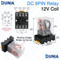 DC 8 Pin Relay 12V 24V 10A with Base Price in Bangladesh. 