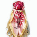2023 Summer New Sunscreen Scarves Fashion Design Beach Headscarf Women Luxury 90X90CM Silk Hijab Popular Model For Square Shawls. 