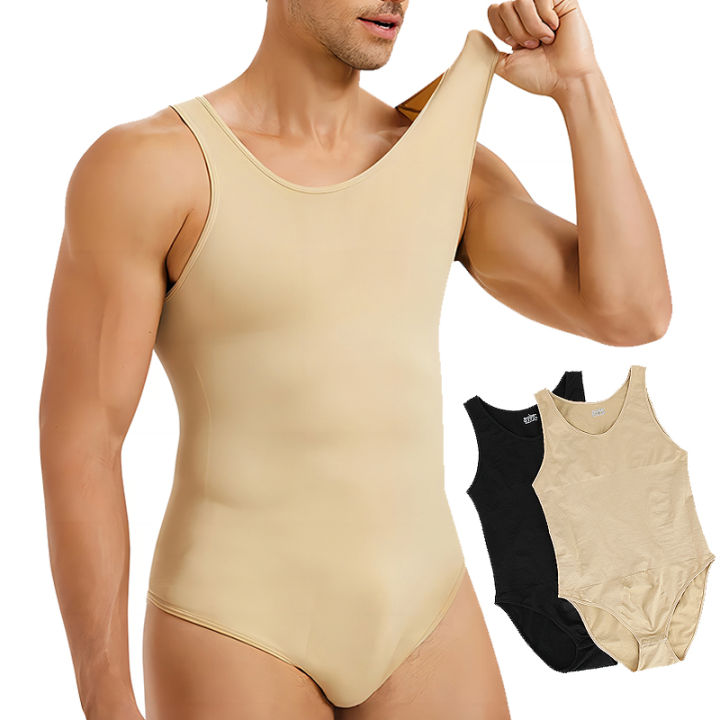 Happy party Men Shapewear Bodysuit Tummy Control Abdomen Compression Slimming Bodysuit Sleeveless Undershirt Full Body Shaper
