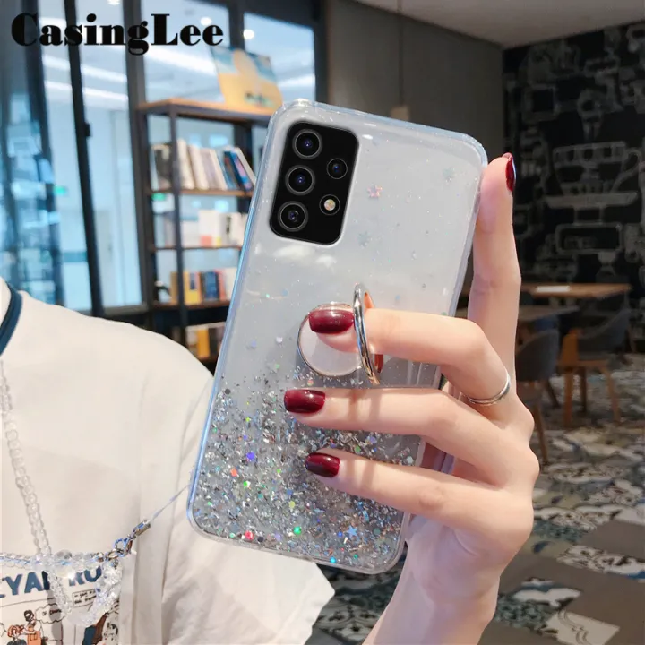 Casinglee%20for%20Galaxy%20A73%205G%20case%20Shiny%20Ring%20Glitter%20Soft%20Transparent%20Holder%20Stand%20Back%20cover%20with%20String%20for%20Samsung%20A73%205G%20Phone%20cases%20cover%20Stars%20Moon%20Girls%20-%20Image%203
