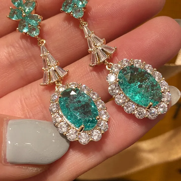 New%20Luxury%20Colored%20Gemstone%20Earrings%20Ocean%20Green%20Diamond%20Stud%20Earrings%20Vintage%20Emerald%20Drop%20Pear%20Drop%20Earrings%20Long%20Women%20-%20Image%204