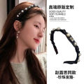 Retro Diamonds Eight-Pointed Stars Pearl Square Knotted Hair Hoop Niche Mori Style Headband Temperament Entry Lux High-Grade Hair Accessories for Women. 