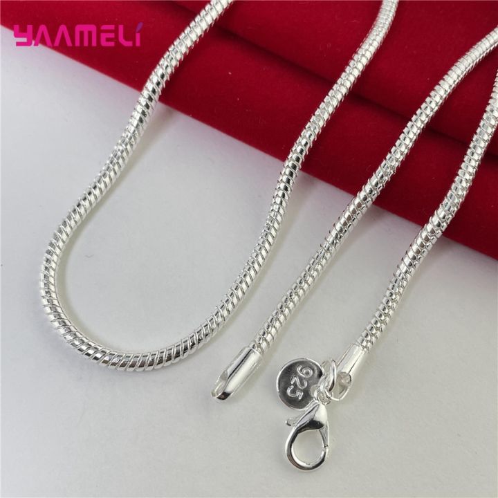 Big%20Promotion%20100%25%20Authentic%20925%20Sterling%20Silver%20Color%20Chain%20Necklace%20with%20Lobster%20Clasps%20Men%20Women%20Pendant%201.2/3/4mm%2016-30%20Inch%20-%20Image%202