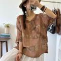 【Recommended by Chubby Girl】New Chinese Style Slimming Temperament Fashion Loose Casual Summer Short Sleeve23121Small shirt top. 