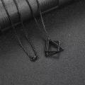 Stainless Steel  Square Triangle Chain Pendant Necklace For Men. 